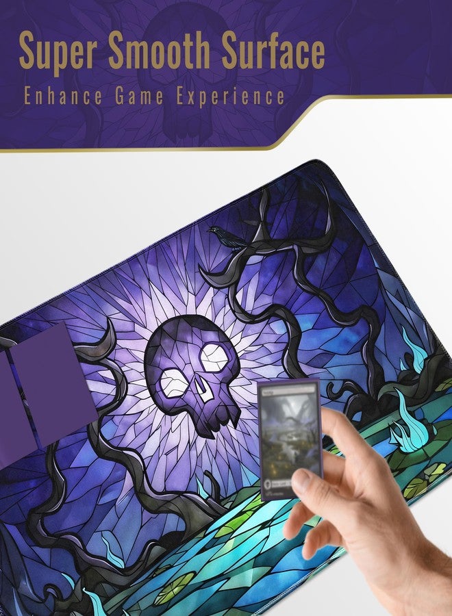 FROGIGO Swamp Stained Glass Playmat for MTG - 24"x14" Dark Fantasy Game Mat with Prismatic Playmat Tube, Non-Slip Rubber Table Mat, Gothic Skull Art for Magic The Gathering - Image 4